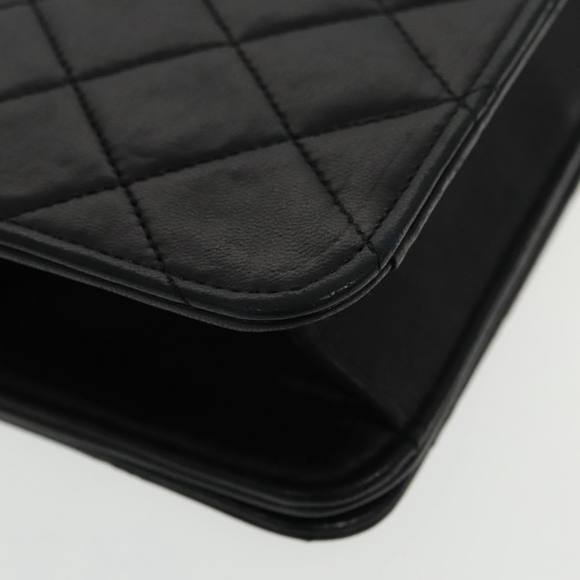 CHANEL Matelasse Chain Shoulder Bag Lamb Skin Black Gold CC Auth 95535 - Picture 12 of 16